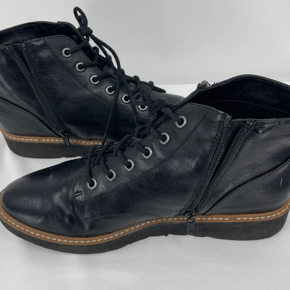 NATURALIZER WOMENS Black Leather Boots SIZE 9.5 SIDE ZIPPER